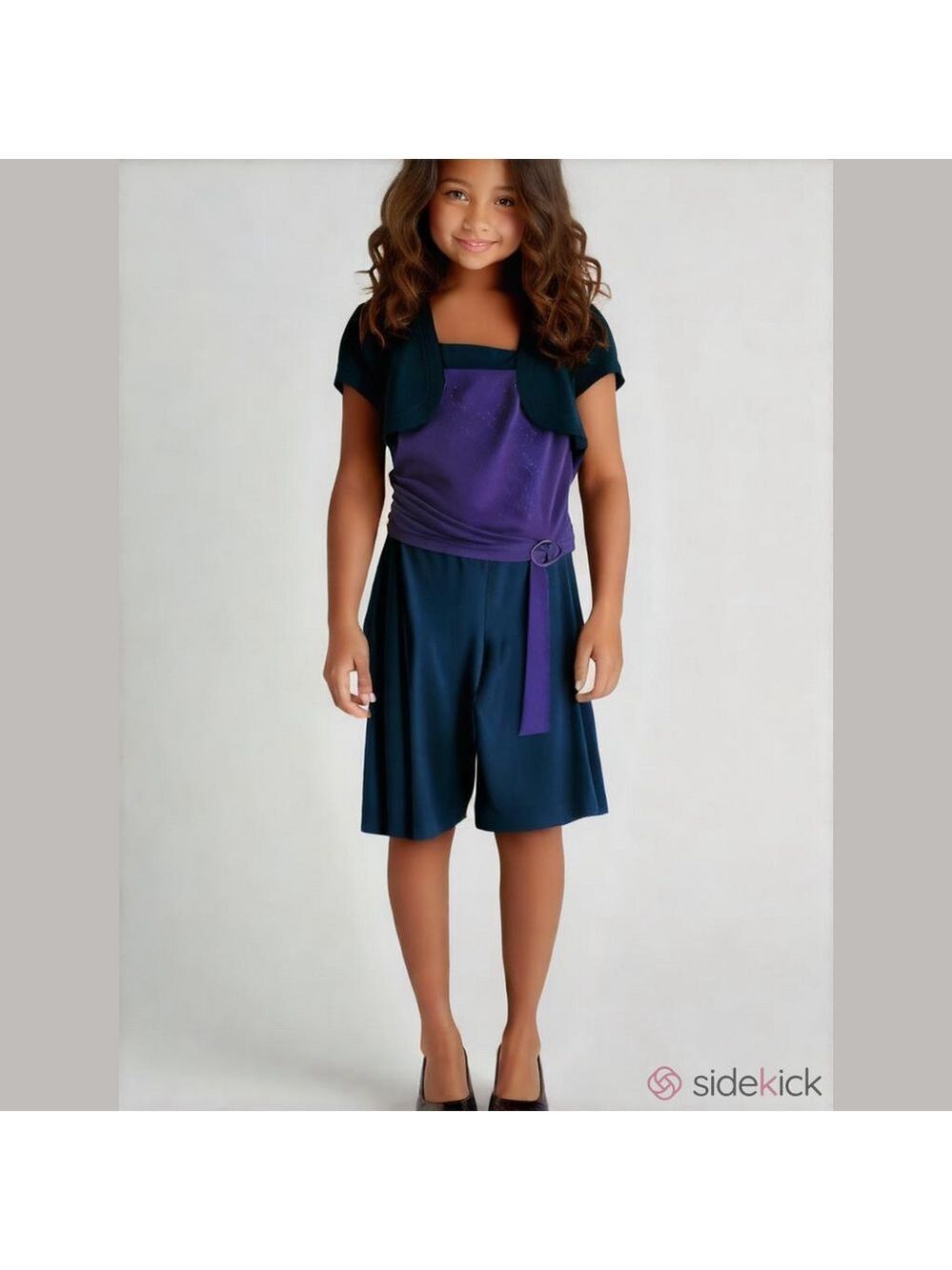 Girls Amy Byer Size 8 Culotte/Gouchos Black with burgundy bodice